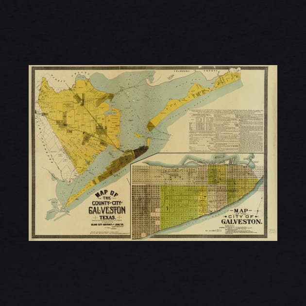 Vintage Map of Galveston Texas (1891) by Bravuramedia